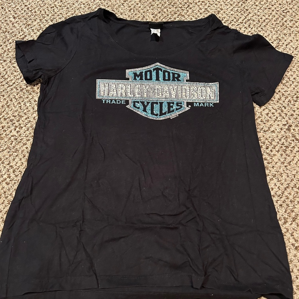 Harley-Davidson Black Tee with Blue Graphic